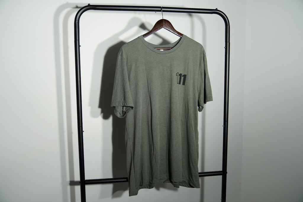 111 Motorcars Sage Gray Shirt with Black Logo