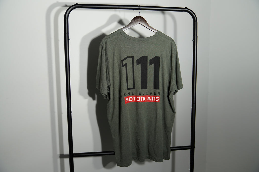111 Motorcars Sage Gray Shirt with Black Logo
